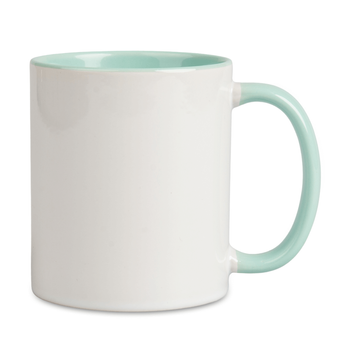 Combo white mug - handle and inside mint green carton 36 pcs.