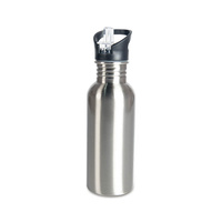 Aluminum 600 ml bottle with mouthpiece silver
