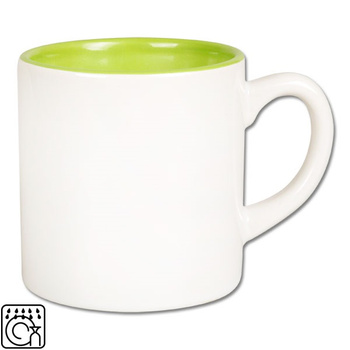 Mini white mug - light green inside, with cardboard set of 24 pcs.