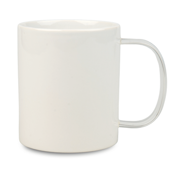Mug white 330 ml glass handle