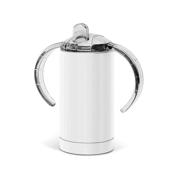 Steel mug 450 ml with mouthpiece and plastic handles