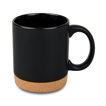 Matte black mug 300 ml - cork bottom
