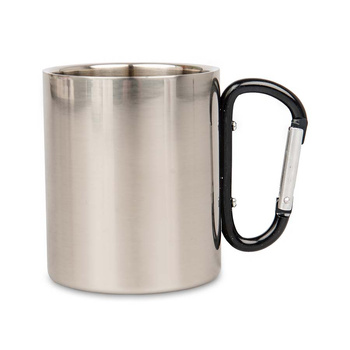 Steel mug 300 ml - black carabiner