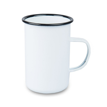 Steel mug - enameled 350 ml, black rim carton 48 pcs.