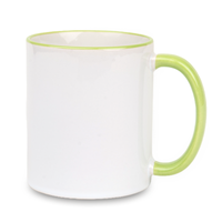 White mug - light green handle