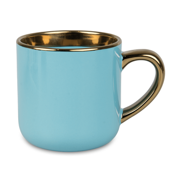 Mug 400 ml Elegant wide , handle and rim gold - blue carton 36 pcs.