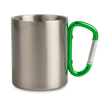 Steel mug 300 ml - green carabiner