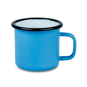 Steel mug - enameled matte blue, black rim carton 48 pcs.