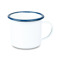 Steel mug - enameled 300 ml, navy blue rim carton 48 pcs.