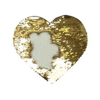T-shirt sticker with sequins heart - gold/white