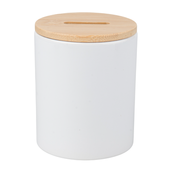 Moneybox white - bamboo lid