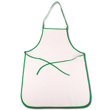 White apron - green piping (set of 5pcs.)