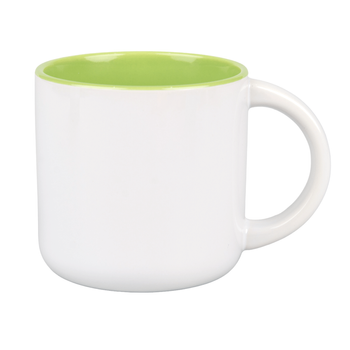 White mug 400 ml wide - light green inside, carton 36 pcs.
