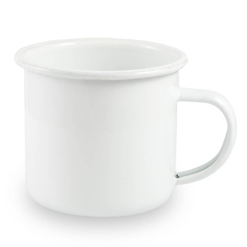 Steel mug - enameled 300 ml white rim