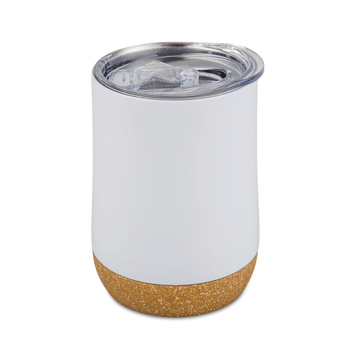 Steel mug 330 ml with cork bottom white