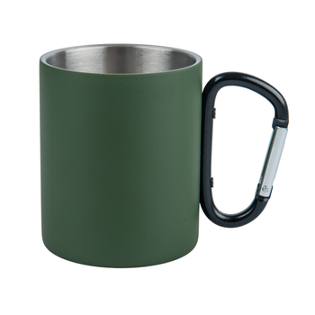 Steel mug 300 ml green - carabiner handle, for engraving set of 20 pcs.