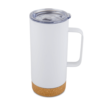 Steel 500 ml thermobottle with handle with cork bottom white