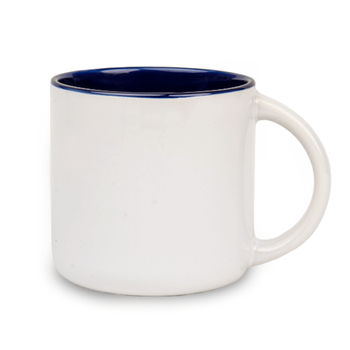 White mug 400 ml wide - navy blue inside