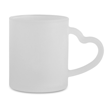 Glass mug frosted handle heart