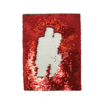 T-shirt sticker with sequins rectangular - red/white