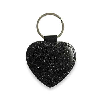 Eco leather heart pendant black (kpl. 5 pcs.)
