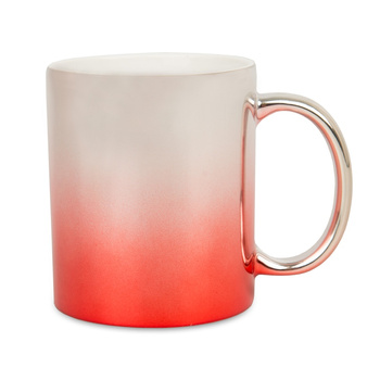 Silver and red metallic mug