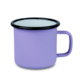 Steel mug - enameled matte purple, black rim