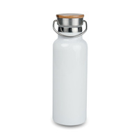 Steel thermo bottle 500 ml with bamboo cap - white