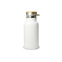 Steel thermo bottle 350 ml with bamboo cap - white