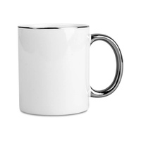 White mug - silver rim and handle