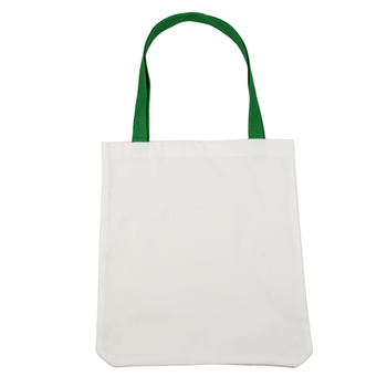 Shoulder bag white 36,5x33,5 cm - handle green