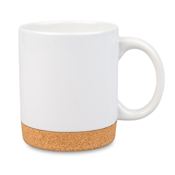 White glossy mug 300 ml - cork bottom carton 36 pcs.