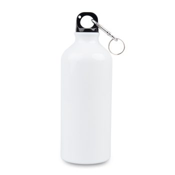 Aluminum 600 ml bottle with carabiner white