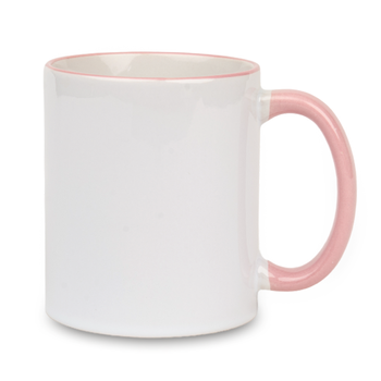 White mug - pink handle