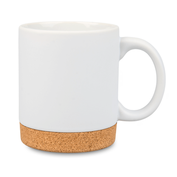 White glossy mug 330 ml - cork bottom