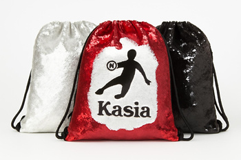 Backpack-bag with sequins set of 5 pieces (red, black, white, silver, gold)
