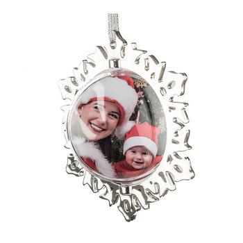 Plastic ornament for a photo snowflake - silver (set of 24 pcs)