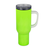 Trek 1200 ml steel mug with handle neon green