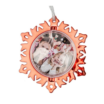 Plastic ornament for a photo snowflake - red (set of 24 pcs)