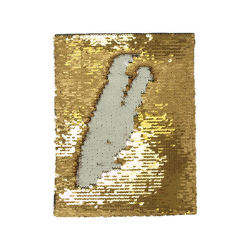 T-shirt sticker with sequins rectangular - gold/white