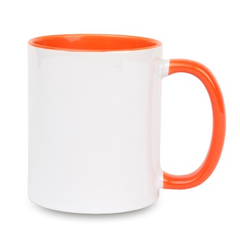Combo Standard white mug - handle and inner orange