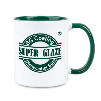 Combo SuperGlaze white mug - handle and inside green