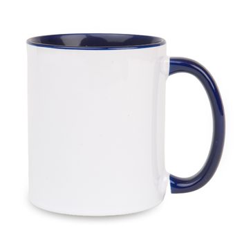Combo Standard white mug - handle and inner navy blue