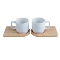 290 ml frosted cup with bamboo saucer kpl 2 pcs
