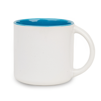 White mug 400 ml wide - inside light blue