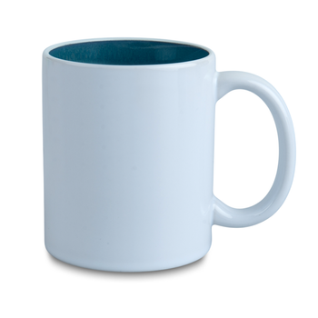 Pavo white mug - inner green-blue