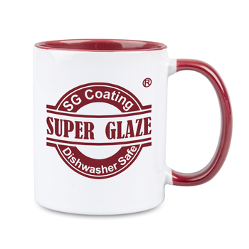 Combo SuperGlaze white mug - handle and inner chestnut half pallet 432 pcs.