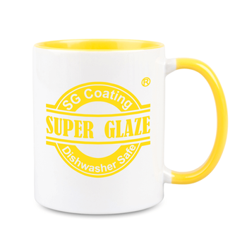 Combo SuperGlaze white mug - handle and inner yellow half pallet 432 pcs.