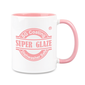 Combo SuperGlaze white mug - handle and inner pink half pallet 432 pcs.
