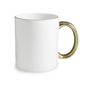 White mug - gold rim and handle